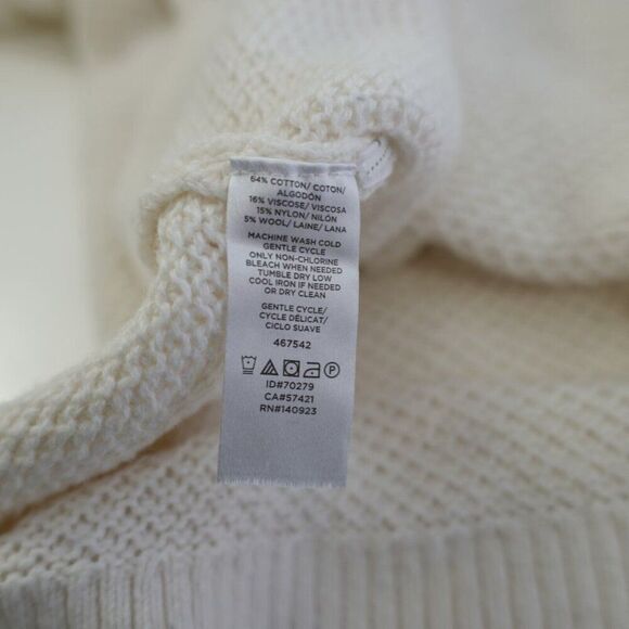 Ann Taylor Loft Cream Cableknit Scoop Neck Sweater Medium Cotton Wool - Picture 8 of 8